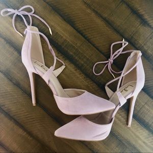 Dusty Rose Suede Lace-Up Heels